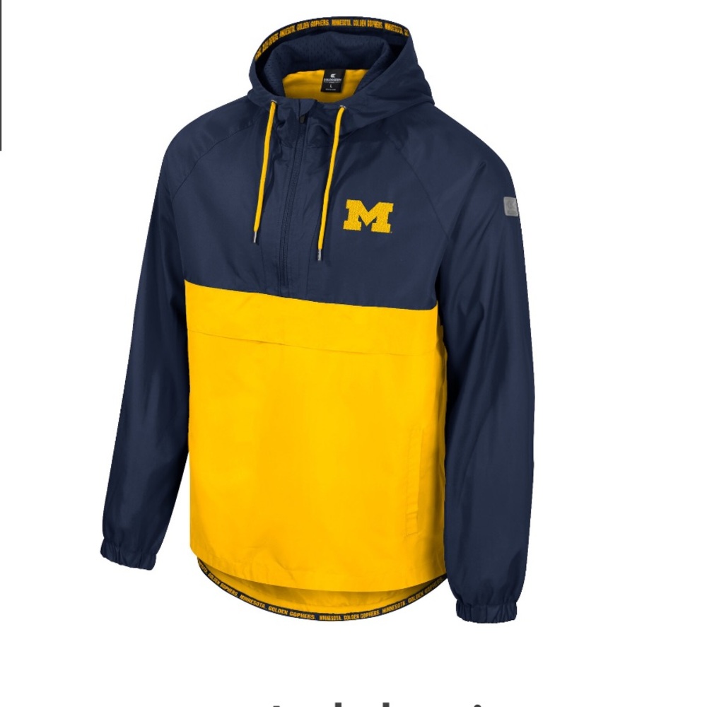 Colosseum University of Michigan Men's 1/2 Zip Anorak Jacket size Medium